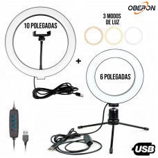 Kit 2 Iluminadores Ring Light 6 e 10 Pol 30Cm OR-PL610 Oberon - Preto